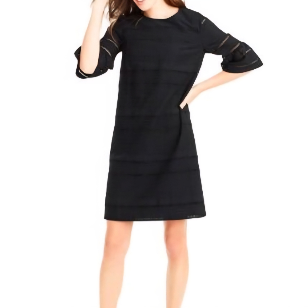 Jcrew Flutter Sleeve Eyelet Shift Dress In Black